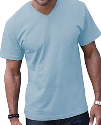 6907 LA T Adult Fine Jersey V-Neck T-Shirt LIGHT BLUE