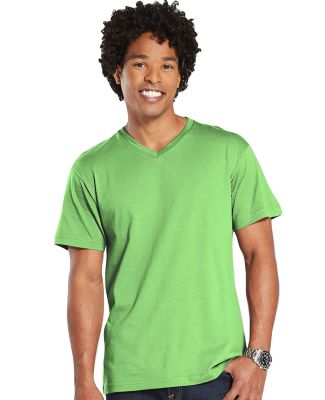 6907 LA T Adult Fine Jersey V-Neck T-Shirt KEY LIME