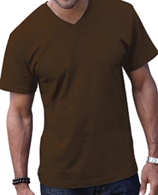 6907 LA T Adult Fine Jersey V-Neck T-Shirt BROWN