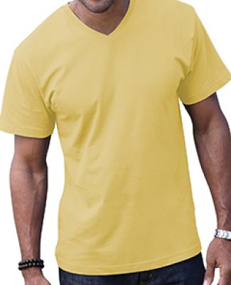 6907 LA T Adult Fine Jersey V-Neck T-Shirt BUTTER
