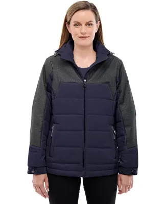 North End 78232 Ladies' Excursion Meridian Insulated Jacket with Mélange Print NAVY/ DK GRP HT