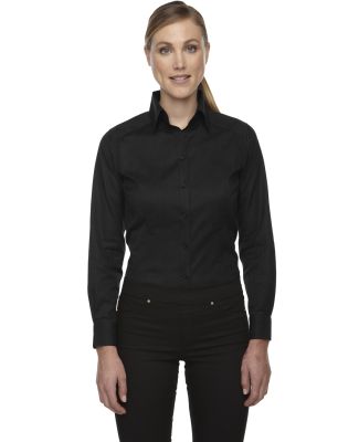 78646 Ash City - North End Sport Red Ladies' Wrinkle-Free Two-Ply 80's Cotton Taped Stripe Jacquard Shirt BLACK