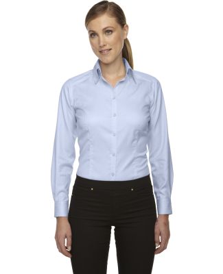 78646 Ash City - North End Sport Red Ladies' Wrinkle-Free Two-Ply 80's Cotton Taped Stripe Jacquard Shirt COOL BLUE