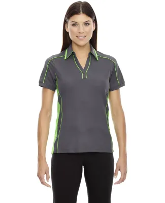 78648 Ash City - North End Sport Red Ladies' Sonic Performance Polyester Piqué Polo BK SLK/ ACD GRN