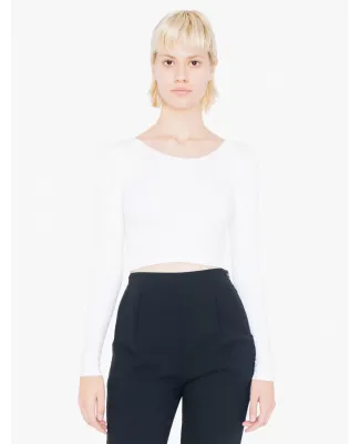 8379 American Apparel Long Sleeve Cotton Spandex Jersey Crop Top White(Discontinued)