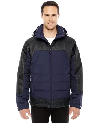 North End 88232 Men's Excursion Meridian Insulated Jacket with Mélange Print NAVY/ DK GRP HT