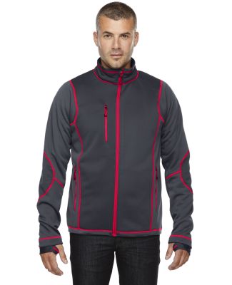 88681 Ash City - North End Sport Red Men's Pulse Textured Bonded Fleece Jacket with Print CARBON/ OLY RED