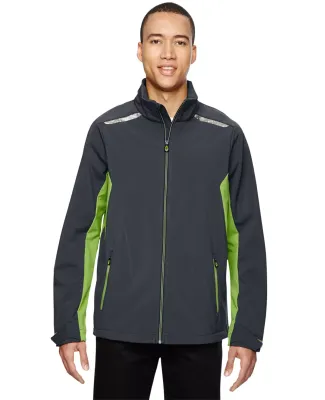 88693 Ash City - North End Sport Red Men's Excursion Soft Shell Jacket with Laser Stitch Accents CARBON/ ACD GRN