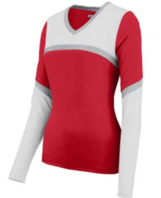Augusta Sportswear 9210 Women's Cheerflex Rise Up Shell Red/ White/ Metallic Silver