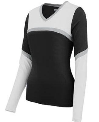Augusta Sportswear 9210 Women's Cheerflex Rise Up Shell Black/ White/ Metallic Silver
