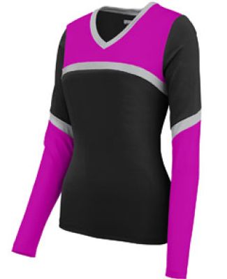 Augusta Sportswear 9210 Women's Cheerflex Rise Up Shell Black/ Power Pink/ Metallic Silver