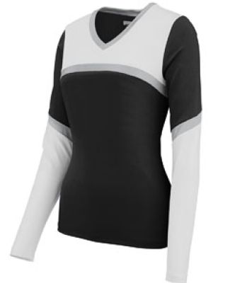 Augusta Sportswear 9211 Girls' Cheerflex Rise Up Shell Black/ White/ Metallic Silver