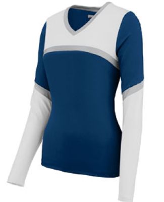 Augusta Sportswear 9211 Girls' Cheerflex Rise Up Shell Navy/ White/ Metallic Silver