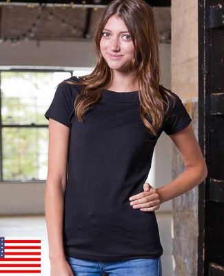 in_your_face 0A38IN In Your Face A38/Misses Wideneck Scoop Tee Black