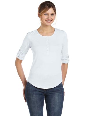 AA4016 alternative Ladies' Rolled-sleeve Henley White