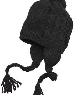 DT617 District Cabled Beanie with Pom  Black
