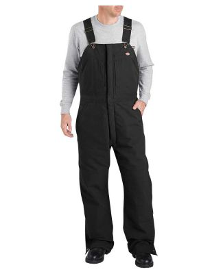 Dickies Workwear TB246 Unisex Sanded Duck Insulated Bib Overall BLACK _2XL
