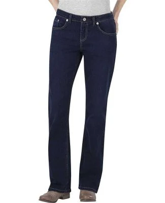 Dickies Workwear FD138 Ladies' Relaxed Boot Cut Denim Jean Pant DK STONEWASH _06