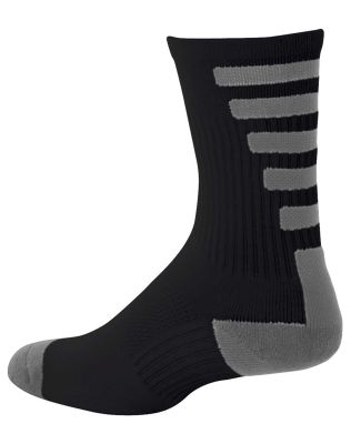 S8007 A4 Drop Ship Performance Crew Socks BLACK/ GRAPHITE