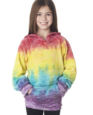 W1162Y Weatherproof Youth Girl's Courtney Burnout V-Notch Sweatshirt RAINBOW