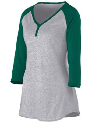 Augusta Sportswear 1263 Women's Rave Henley Athletic Heather/ Dark Green