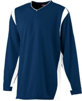 Augusta Sportswear 4600 Wicking Long Sleeve Warm Up Shirt Navy/ White