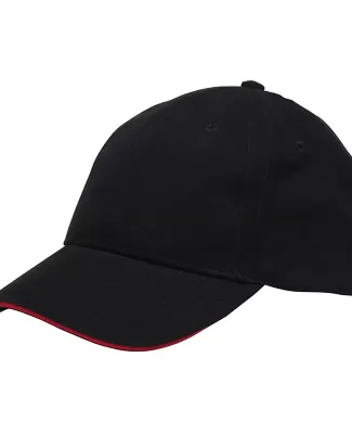 Bayside BA3617 Washed Cotton Unstructured Sandwich Cap BLACK/ RED