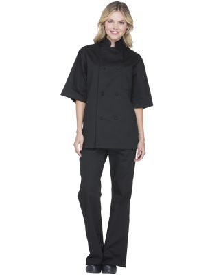 Dickies DC48 Unisex Classic Knot Button Short Sleeve Chef Coat BLACK
