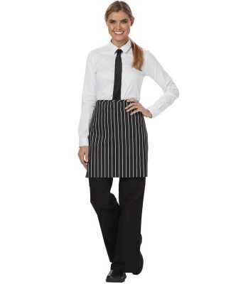 Dickies DC57 Half Bistro Waist Apron with 2 Pockets BLACK/ WHT STRPE