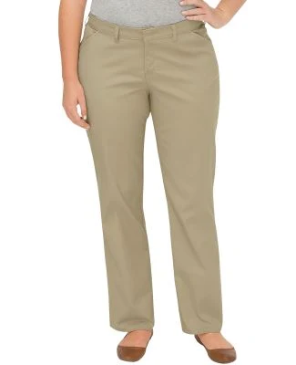 Dickies Workwear FPW441 Ladies' Premium Plus-Size Curvy Fit Straight-Leg Flat Front Pant DESERT SAND