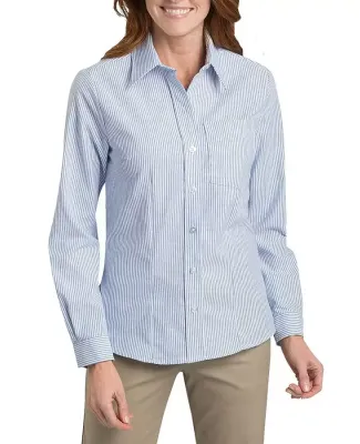 Dickies FL254 Ladies' Long-Sleeve Stretch Oxford Shirt BLUE STRIPE