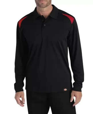Dickies Workwear LL606 Men's Long-Sleeve Performance Polo BLACK/ ENG RED