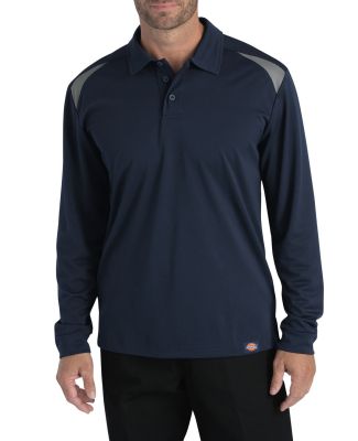 Dickies Workwear LL606T Men's Tall Long-Sleeve Performance Polo DARK NAVY/ SMOKE