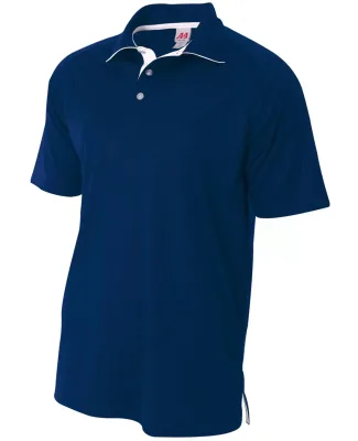  N3293 A4 Adult Interlock Contrast Polo NAVY/ WHITE