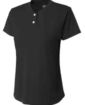 NG3143 A4 Drop Ship Girl's Tek 2-Button Henley Shirt BLACK