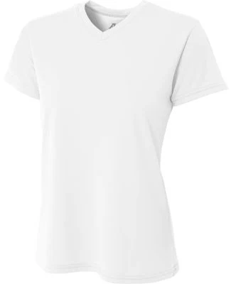 A4 Apparel NW3234 Ladies' Marathon Performance V-Neck T-Shirt WHITE