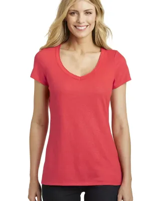 DM456 District Made® Ladies Shimmer V-Neck Tee Bright Coral