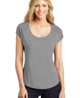 DM424 District Made® Ladies 60/40 Bling Tee Frost Grey/Blk