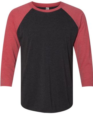 Next Level 6051 Unisex Tri-Blend 3/4 Sleeve Raglan in Vintage red sleeves/ vintage black body