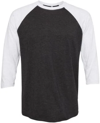 Next Level 6051 Unisex Tri-Blend 3/4 Sleeve Raglan in Heather white/vintage black