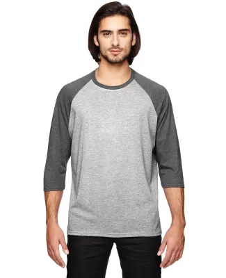 A6755 Anvil Adult Tri-Blend 3/4-Sleeve Raglan Tee  in Ht gy/ ht dk grn