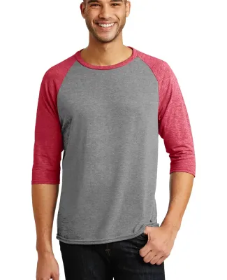A6755 Anvil Adult Tri-Blend 3/4-Sleeve Raglan Tee  in Hth gr/ tr h red