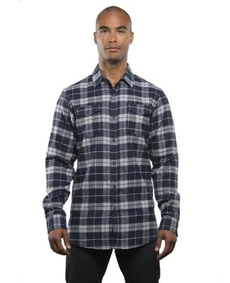 Burnside B8210 Yarn-Dyed Long Sleeve Flannel Navy/ Grey