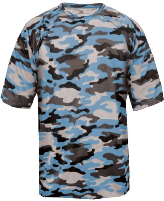 4181 Badger  Camo Short Sleeve T-Shirt in Columbia blue