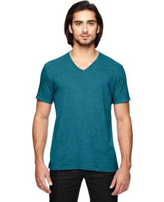 6752 Anvil  Triblend V-Neck T-Shirt in Hth galop blue