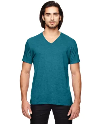 6752 Anvil  Triblend V-Neck T-Shirt in Hth galop blue