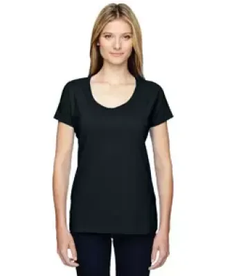 3504 LA T Ladies' Fine Jersey Deep Scoop Neck Long in Black