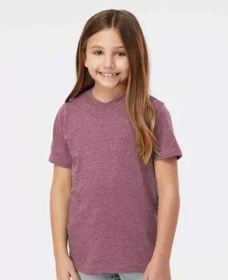 0235TC Tultex Youth Fine Jersey Tee in Heather cassis