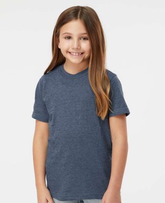 0235TC Tultex Youth Fine Jersey Tee in Heather denim