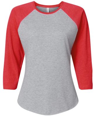 L3530 LAT - Ladies' Fine Jersey Three-Quarter Slee in Vintage heather/vintage red